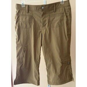 Eddie Bauer Pants Women 14 Beige/Tan Capri Cargo Hiking Gorpcore Travel pocket